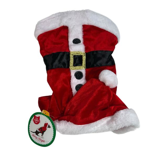 Merry & Bright M Medium Christmas Santa Dog Cat Costume Holiday Apparel Hoodie - Picture 1 of 7